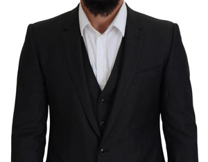 Grauer MARTINI 3-teiliger Slim Fit Anzug