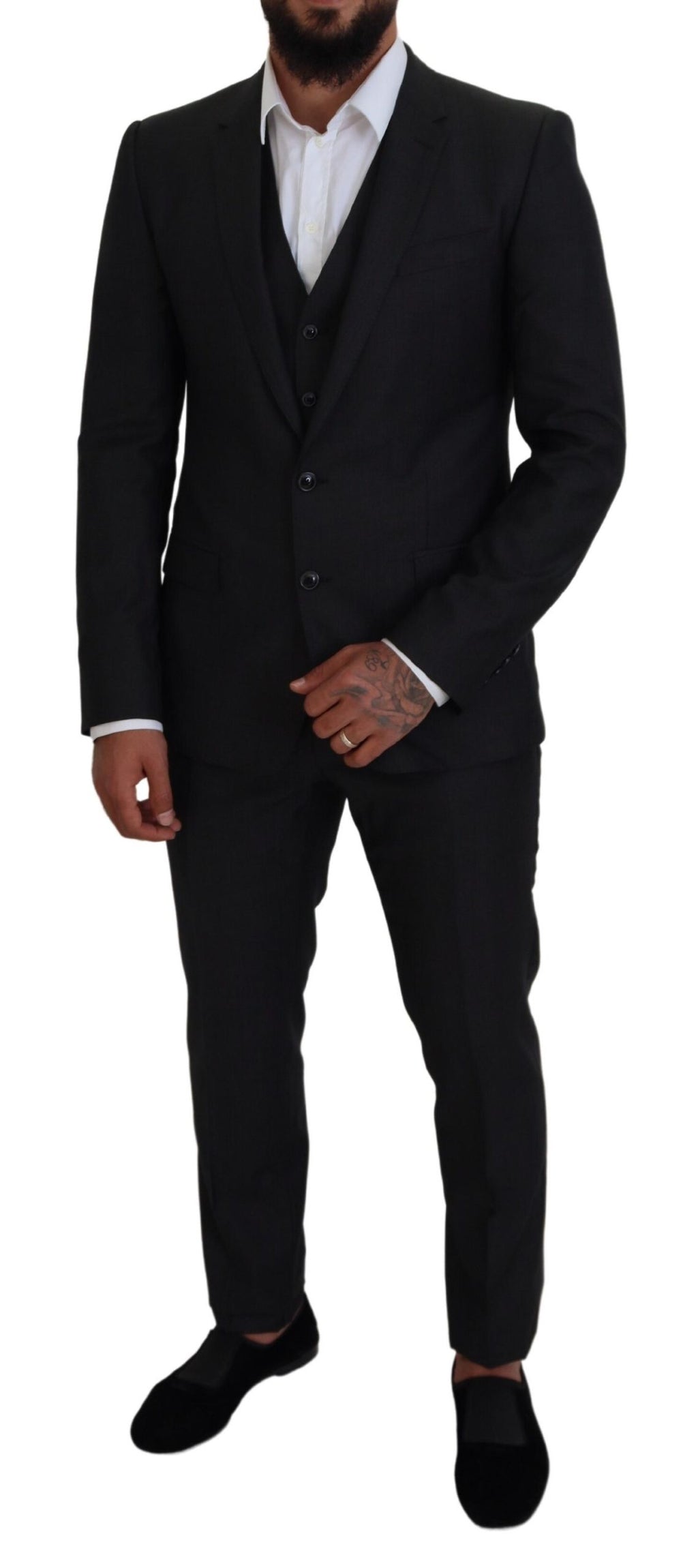 Grauer MARTINI 3-teiliger Slim Fit Anzug