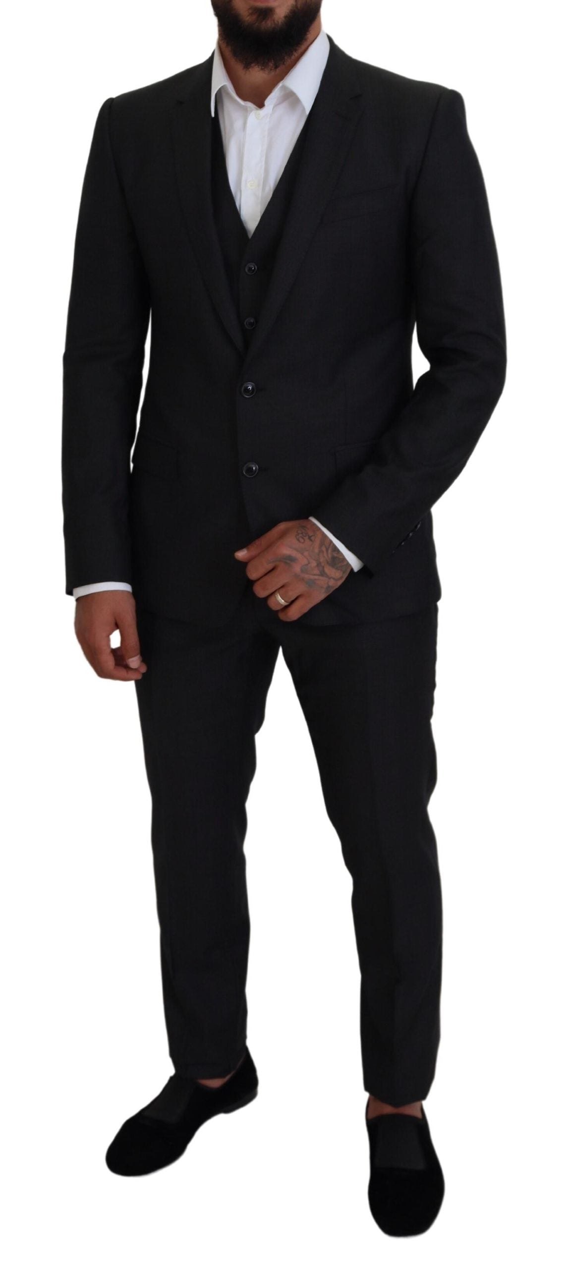Grauer MARTINI 3-teiliger Slim Fit Anzug