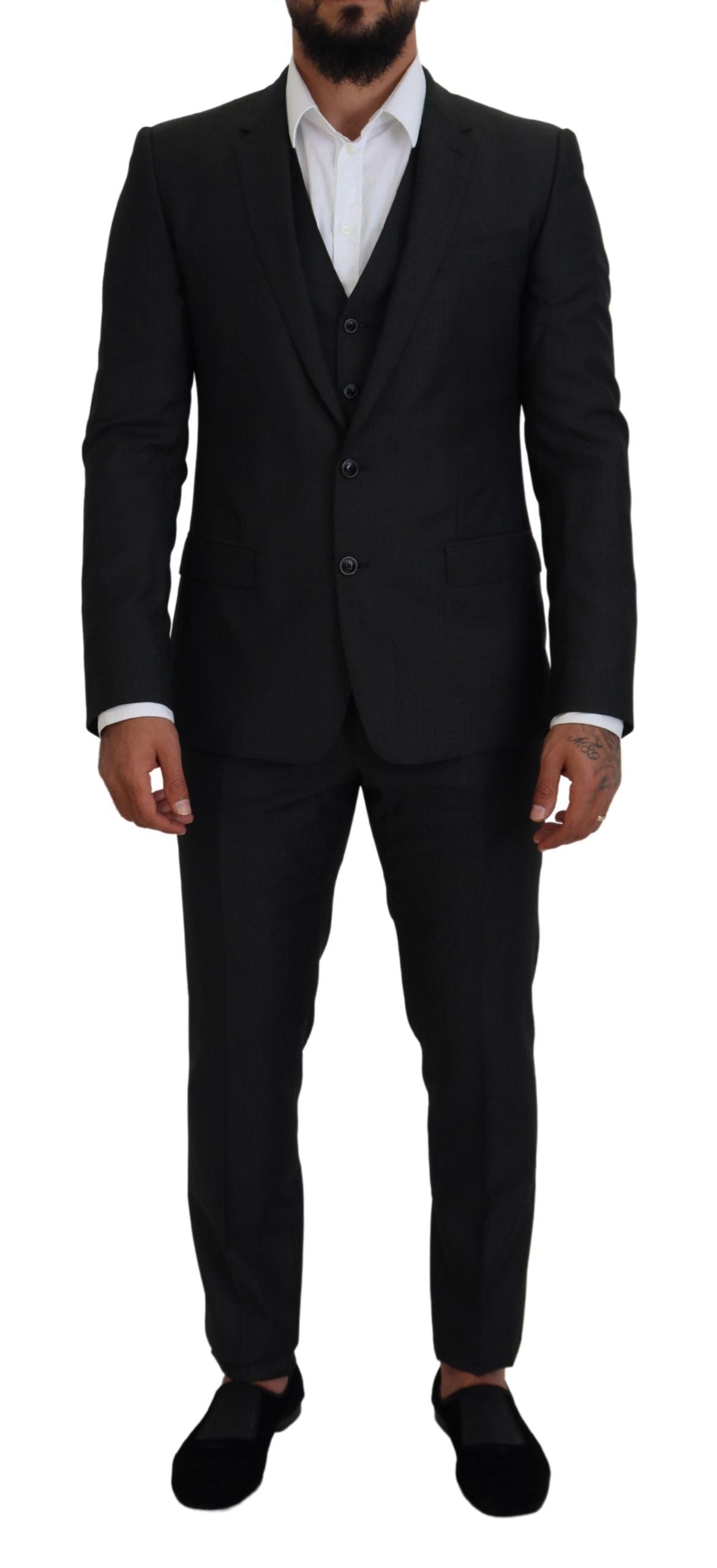 Grauer MARTINI 3-teiliger Slim Fit Anzug