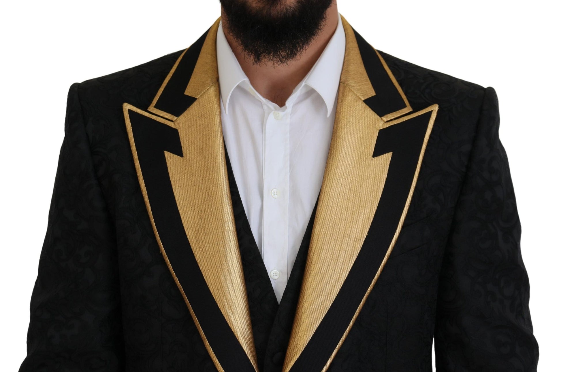 Schwarz-goldener Fantasy-Smokinganzug im Slim Fit