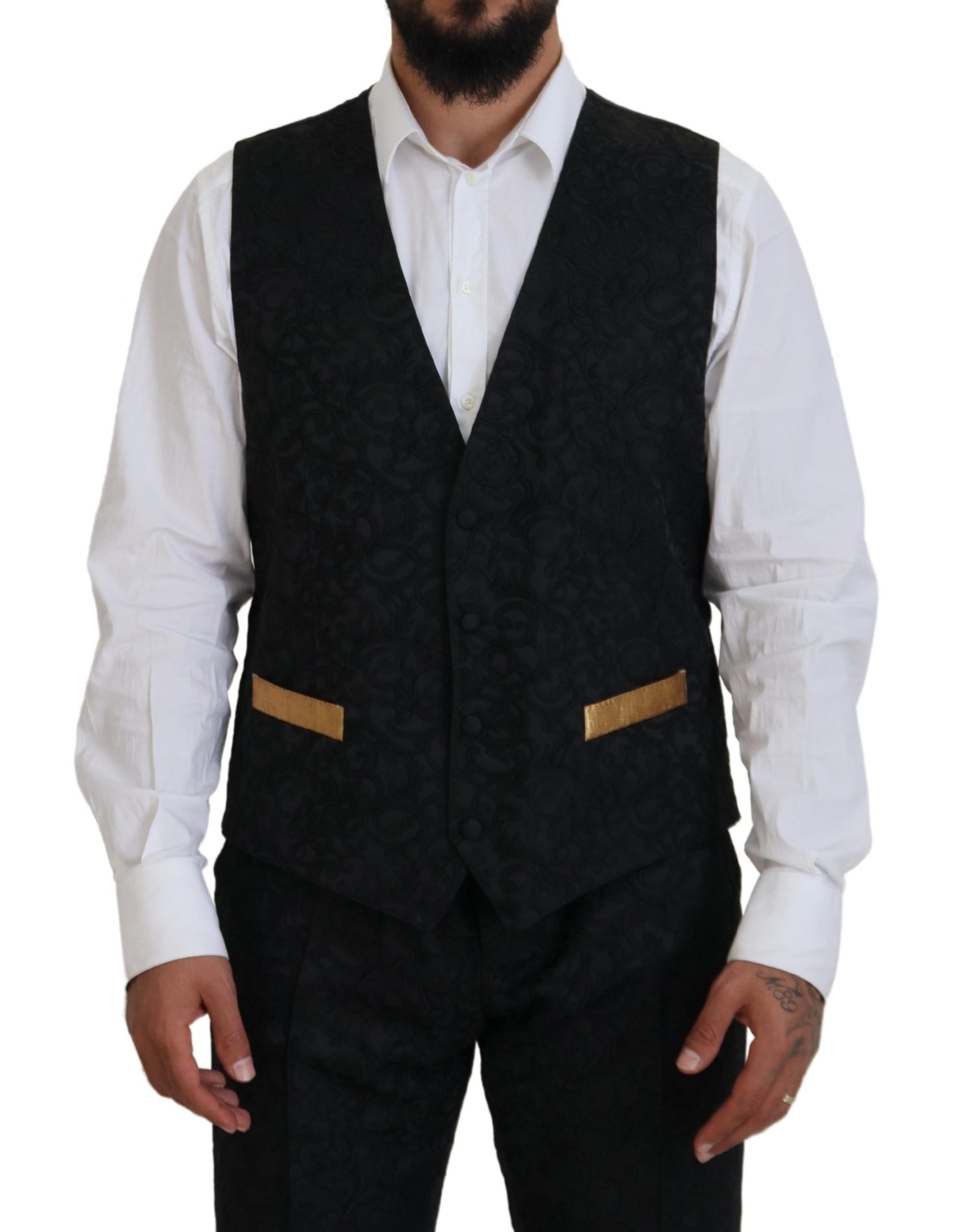 Schwarz-goldener Fantasy-Smokinganzug im Slim Fit