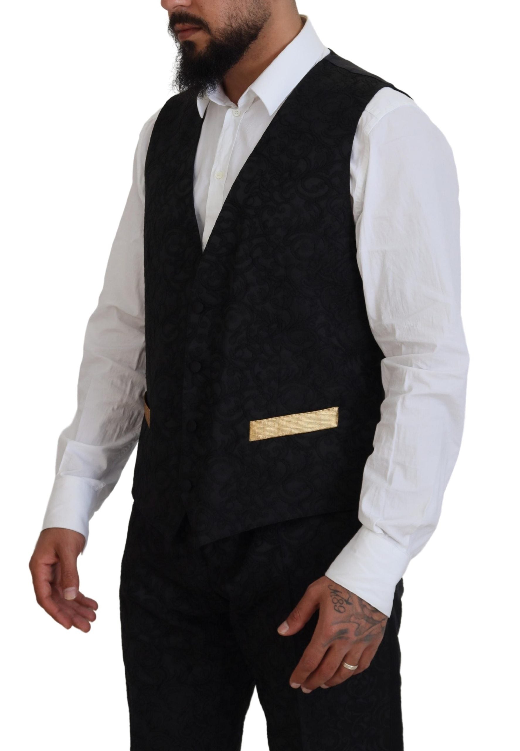 Schwarz-goldener Fantasy-Smokinganzug im Slim Fit