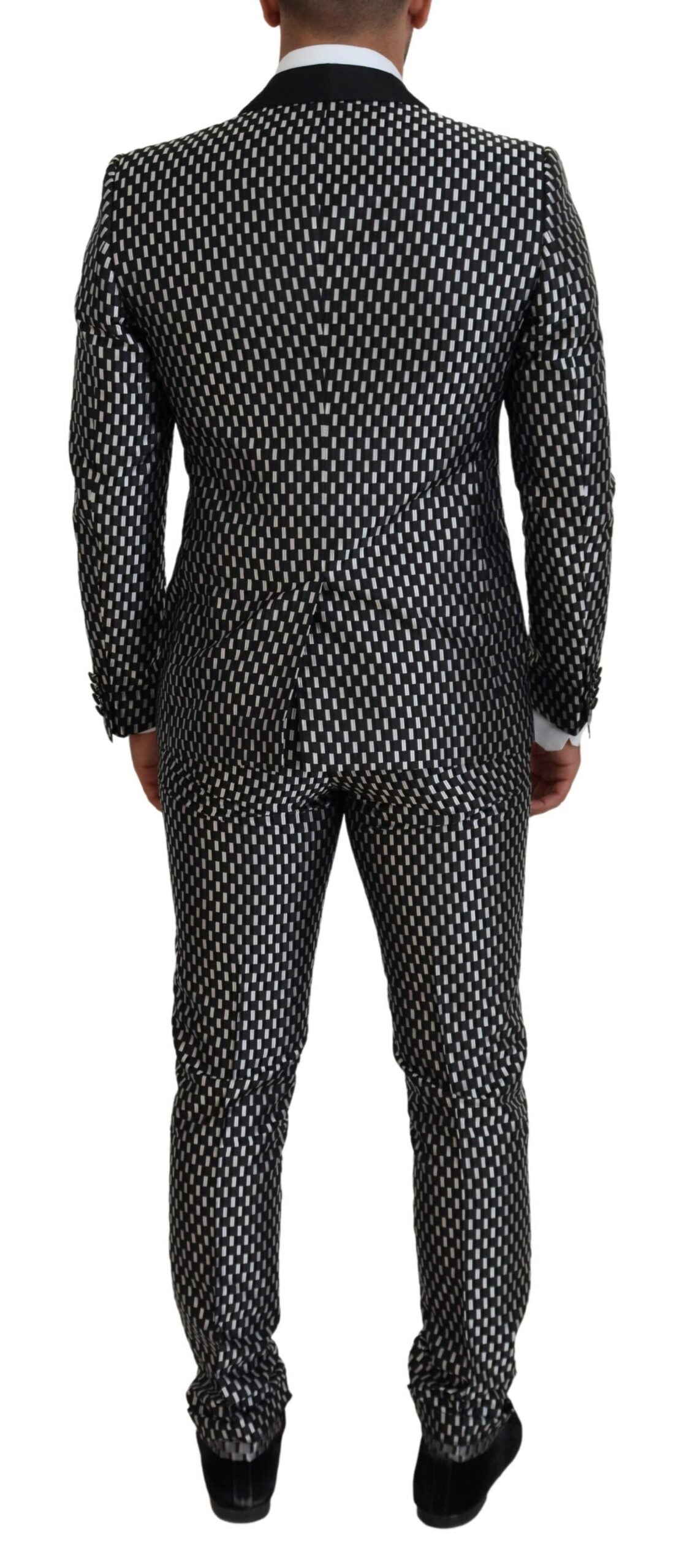 Schwarz-weißer MARTINI-Slim-Fit-Anzug aus Seide