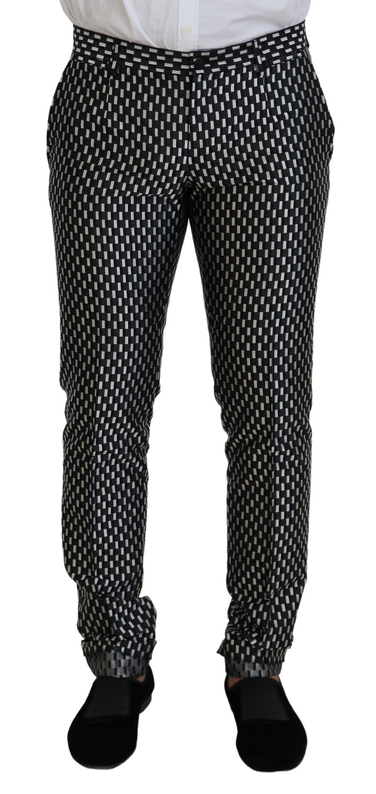 Schwarz-weißer MARTINI-Slim-Fit-Anzug aus Seide
