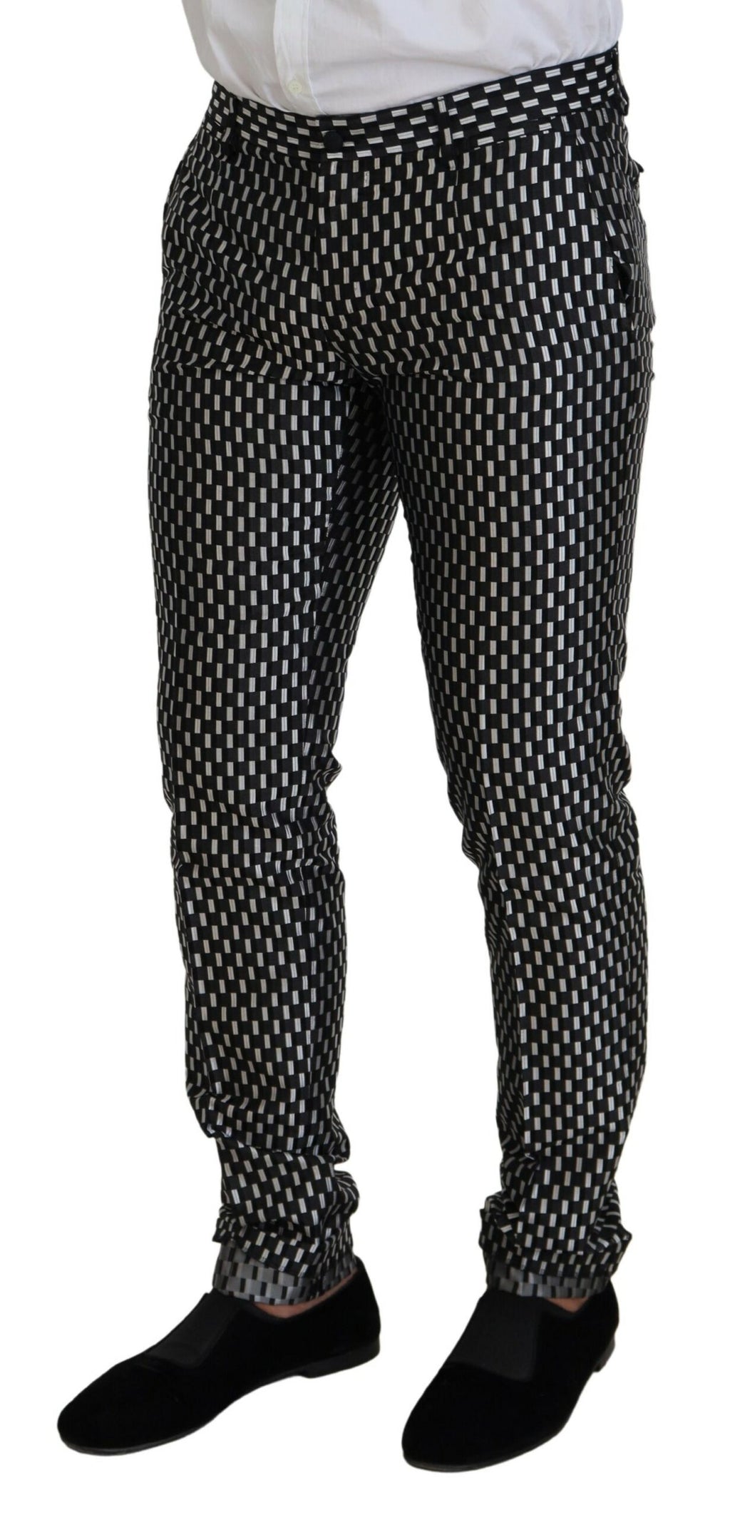 Schwarz-weißer MARTINI-Slim-Fit-Anzug aus Seide