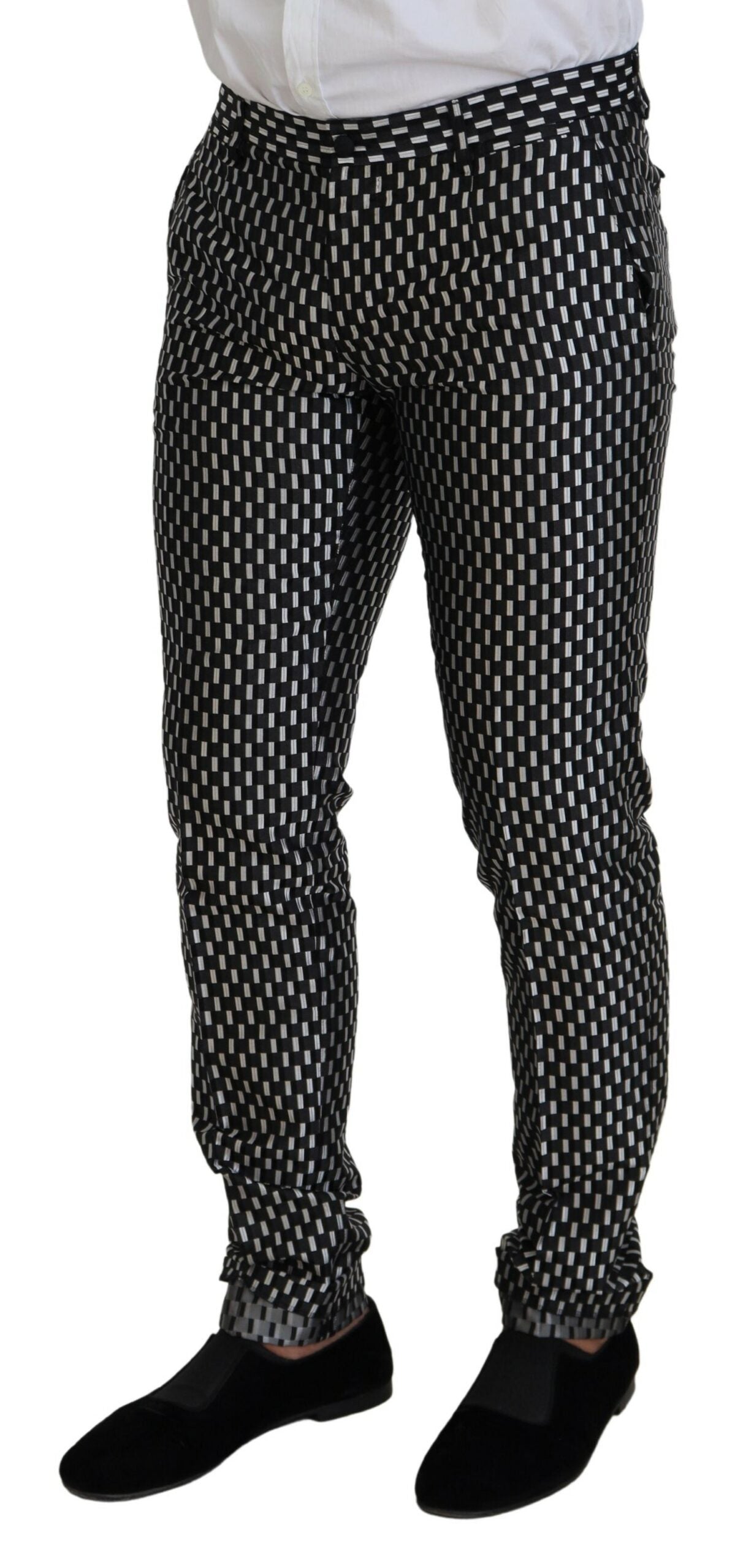 Schwarz-weißer MARTINI-Slim-Fit-Anzug aus Seide
