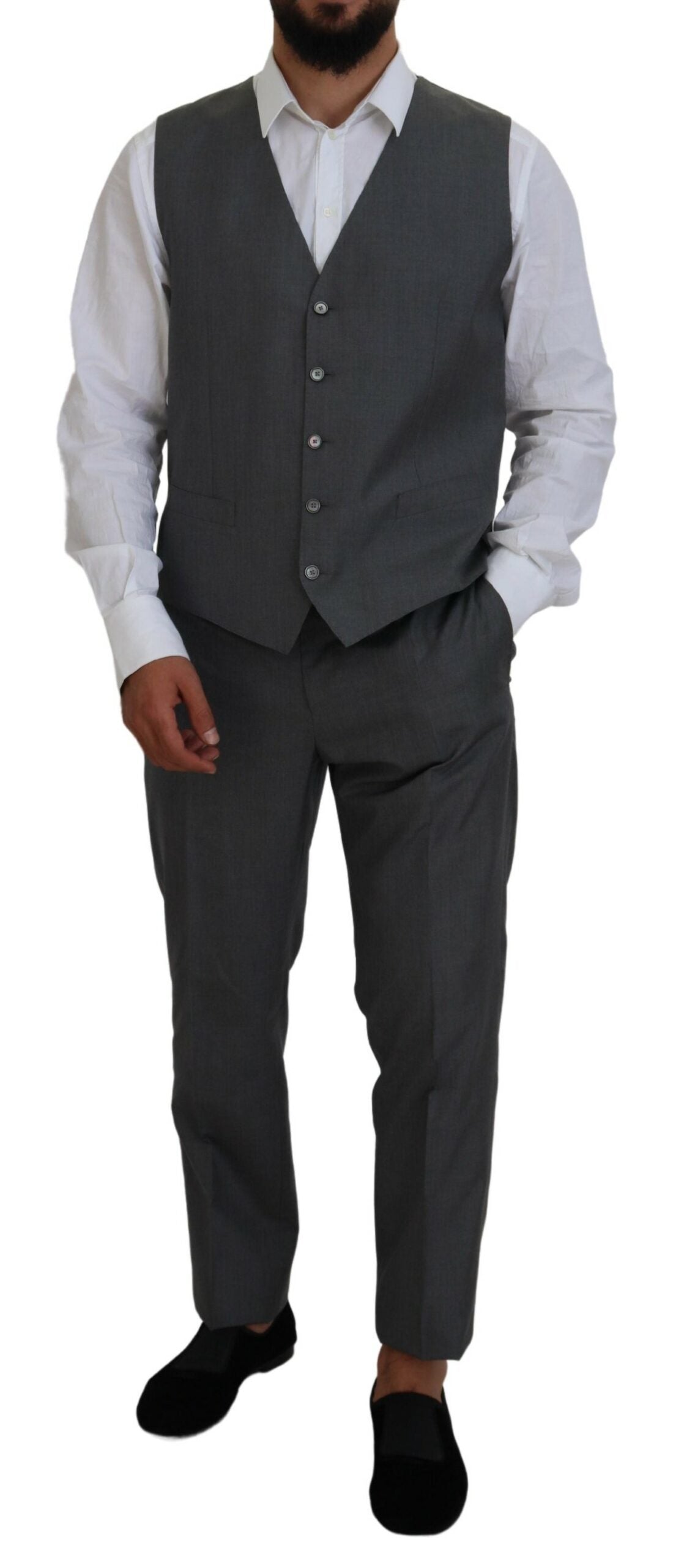 Grauer MARTINI 3-teiliger Slim Fit Anzug