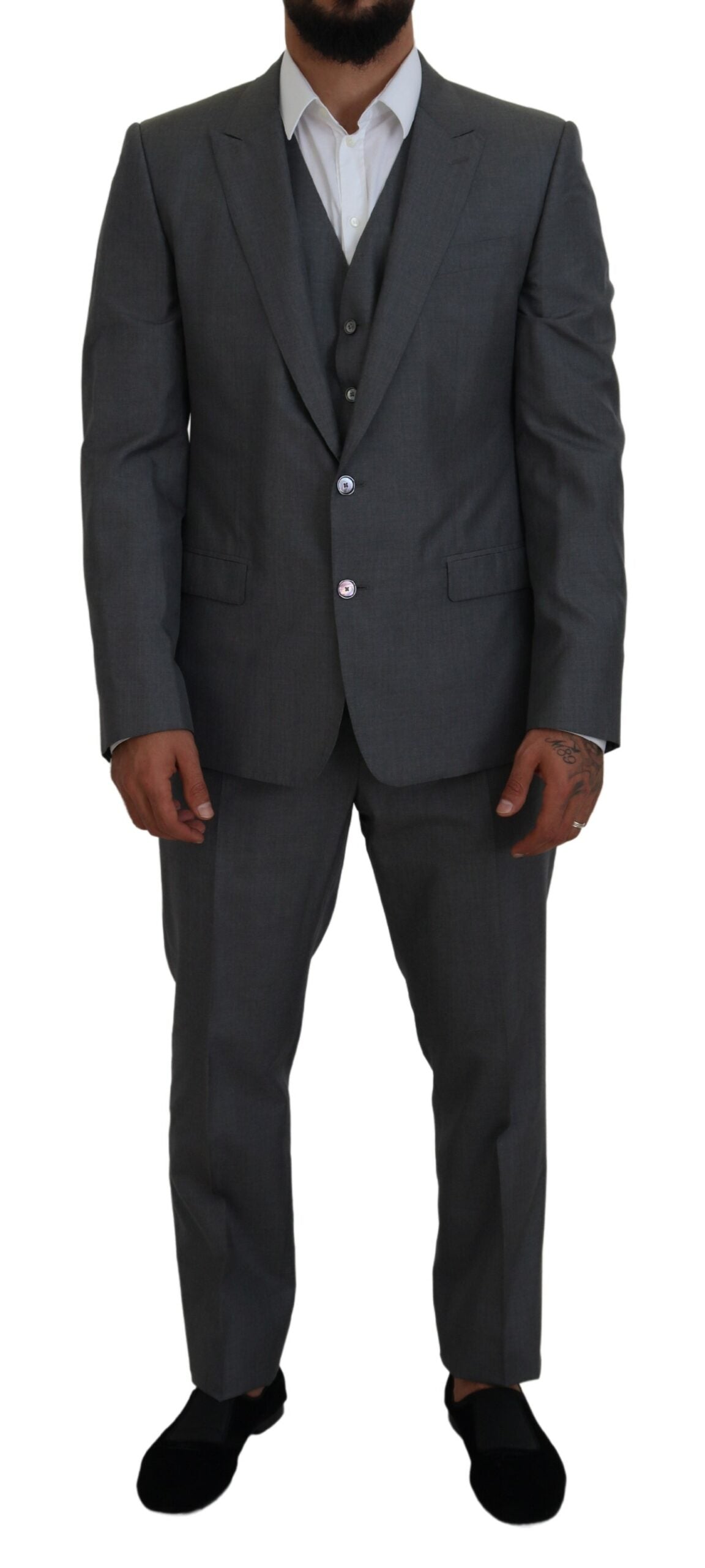 Grauer MARTINI 3-teiliger Slim Fit Anzug