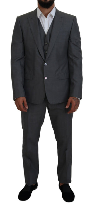 Grauer MARTINI 3-teiliger Slim Fit Anzug