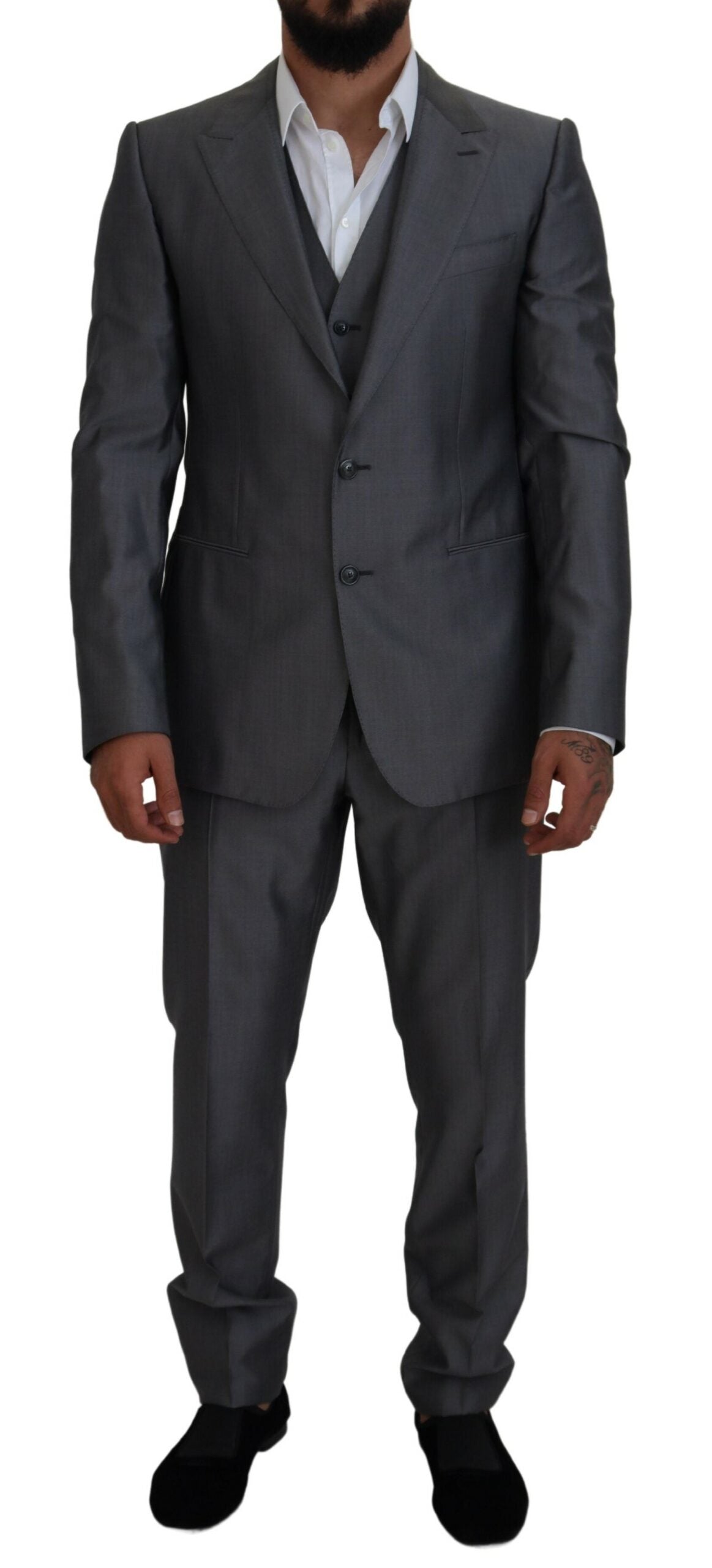 Grauer 3-teiliger Slim Fit-Anzug SICILIA