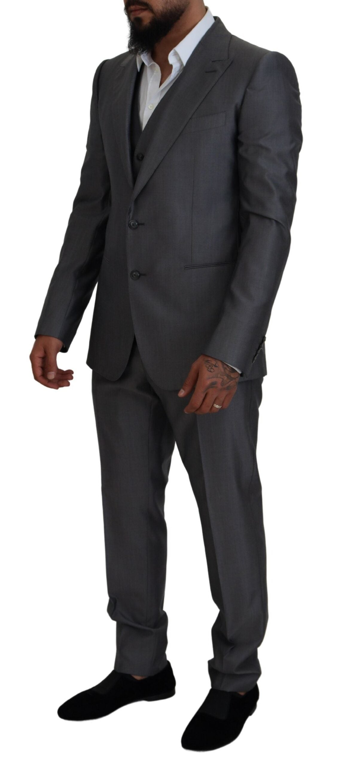 Grauer 3-teiliger Slim Fit-Anzug SICILIA