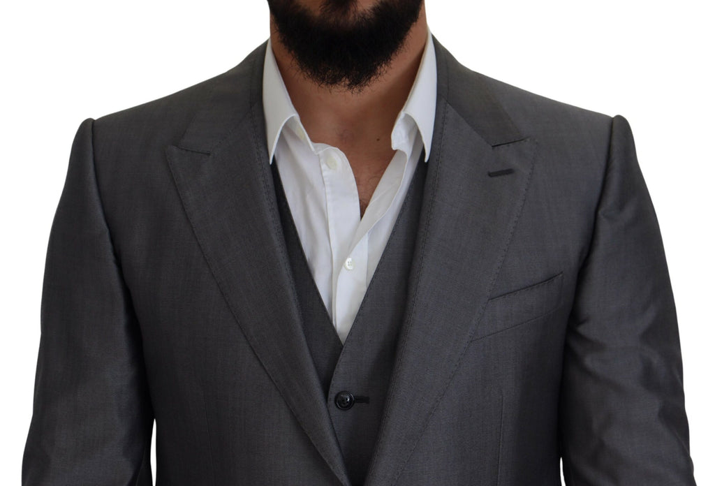 Grauer 3-teiliger Slim Fit-Anzug SICILIA