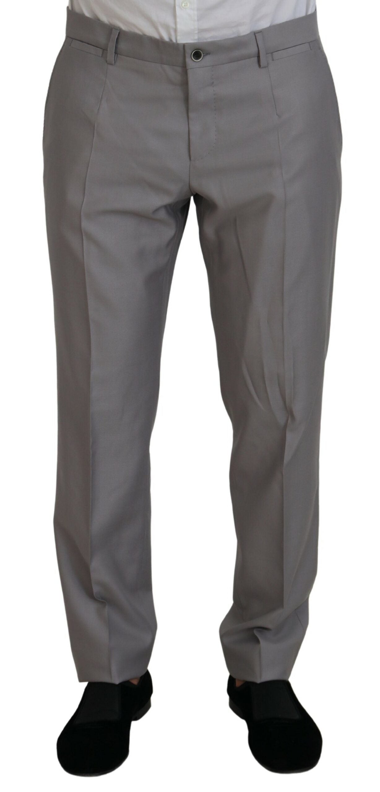 Silberner 3-teiliger Slim Fit Anzug aus Wolle und Seide