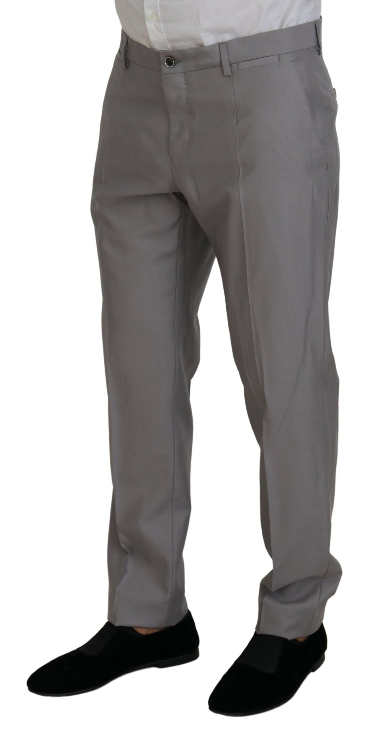 Silberner 3-teiliger Slim Fit Anzug aus Wolle und Seide