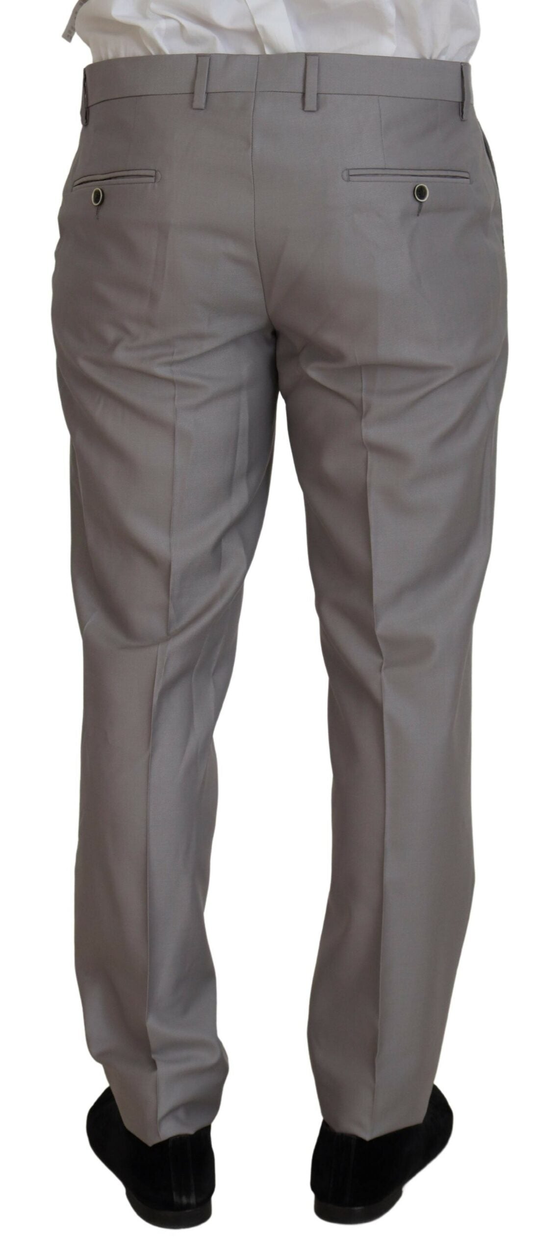 Silberner 3-teiliger Slim Fit Anzug aus Wolle und Seide