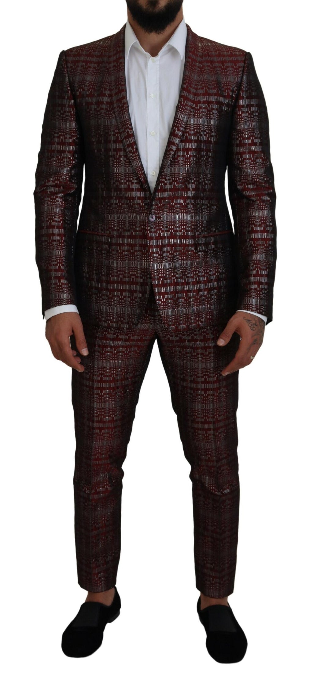 Bordeaux Silber GOLD Slim Fit Anzug