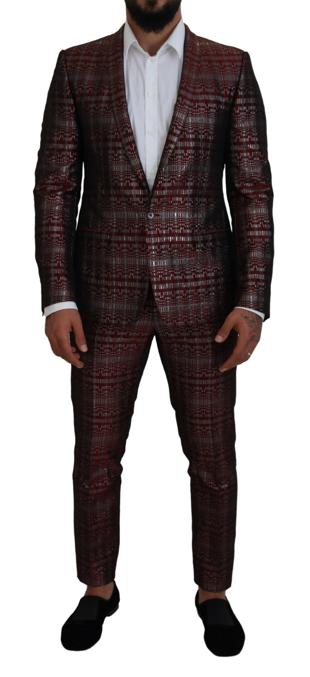 Bordeaux Silber GOLD Slim Fit Anzug