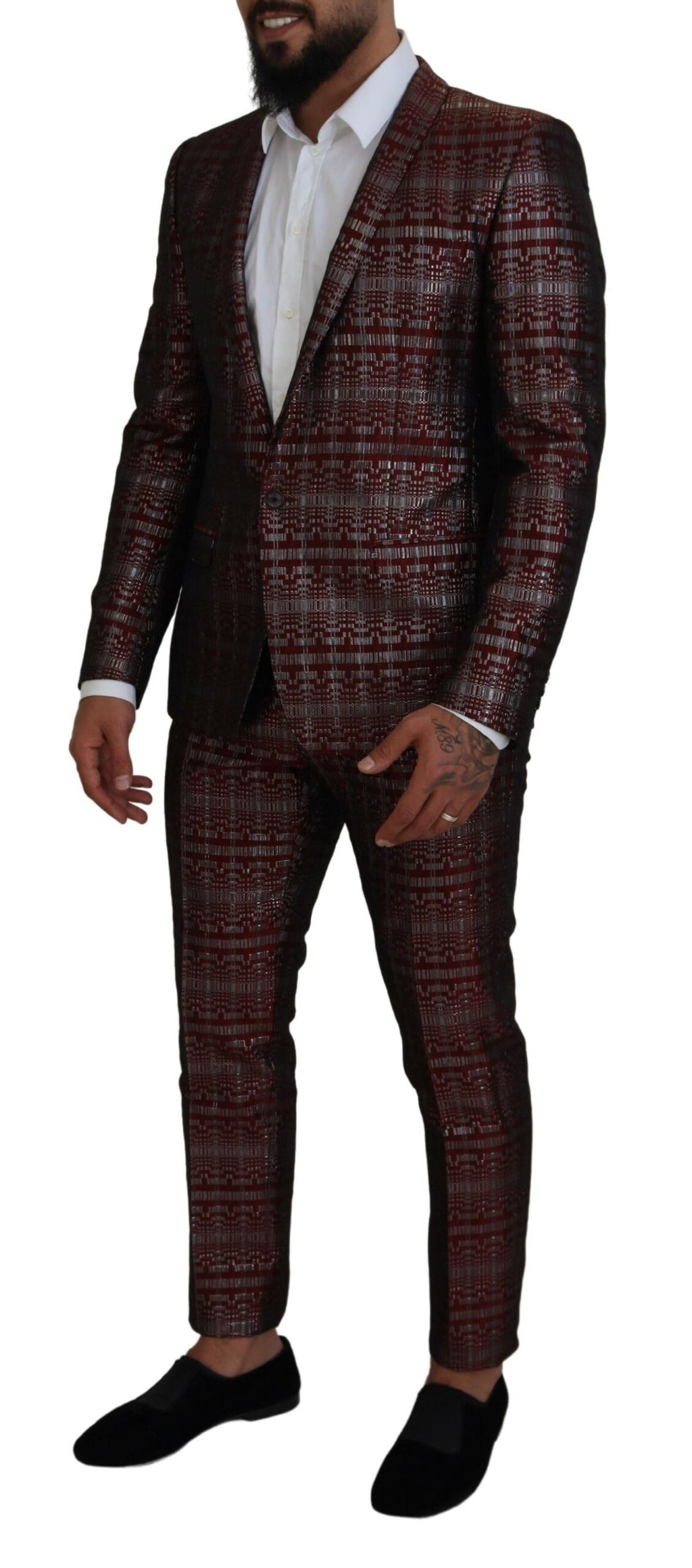 Bordeaux Silber GOLD Slim Fit Anzug