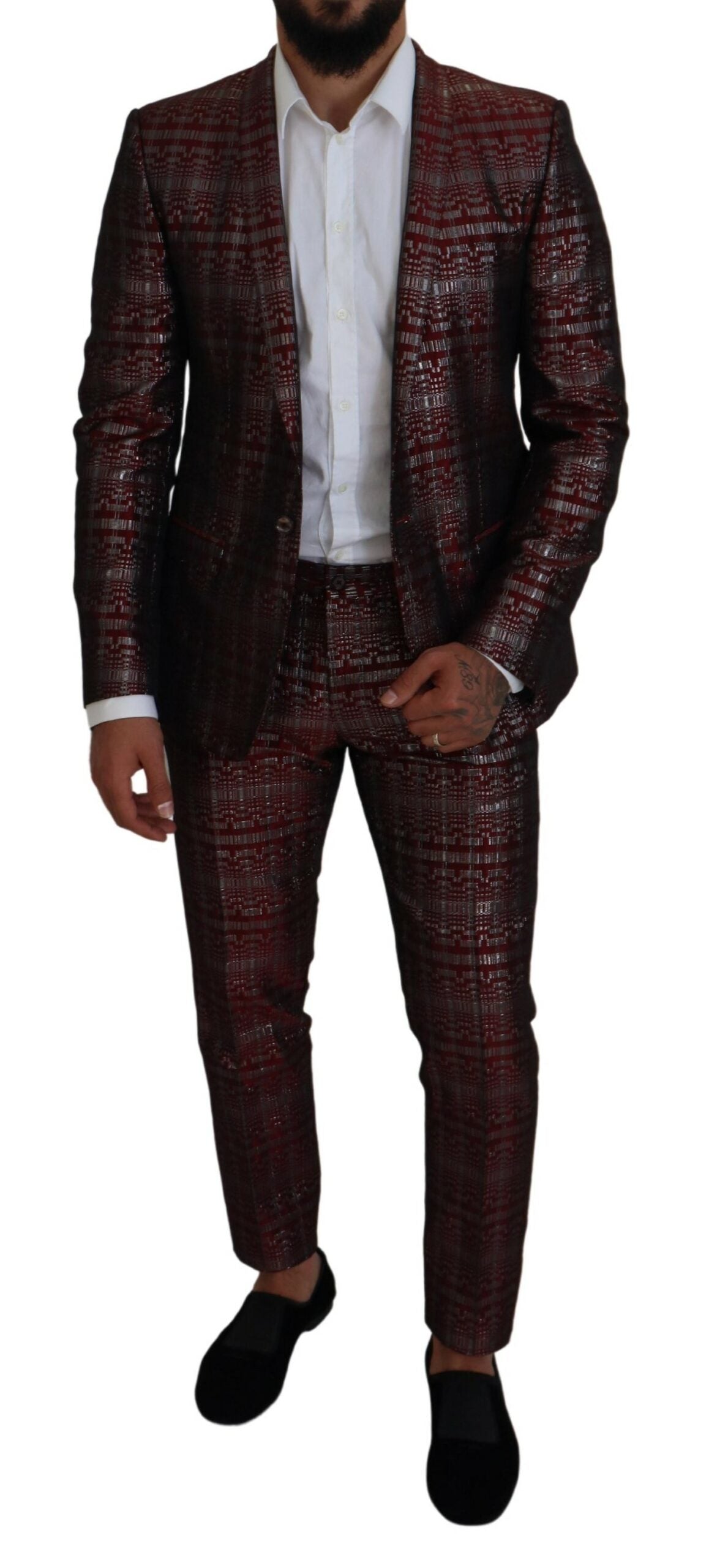 Bordeaux Silber GOLD Slim Fit Anzug