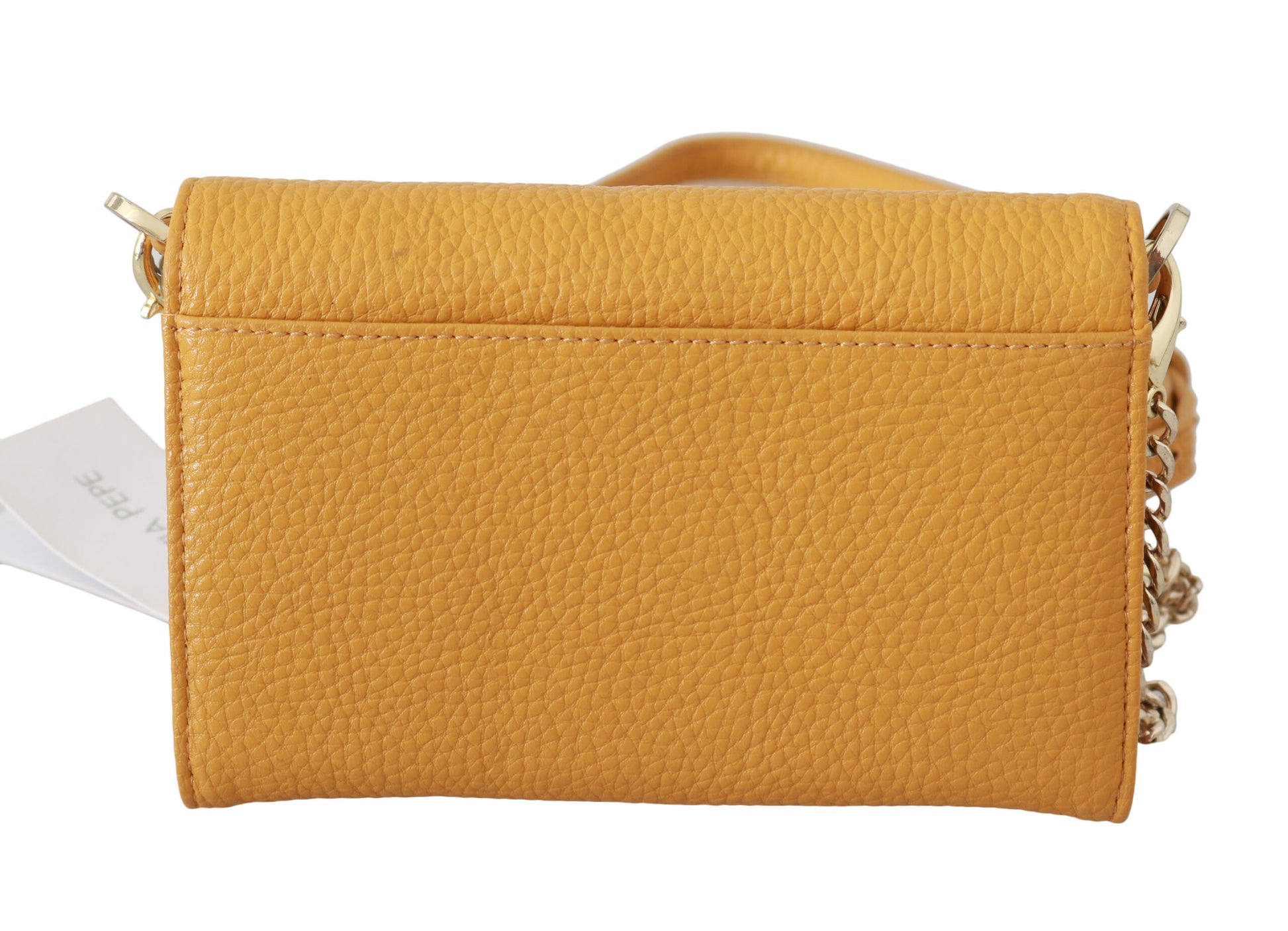 Gelbe Schultertasche aus Leder mit Logo