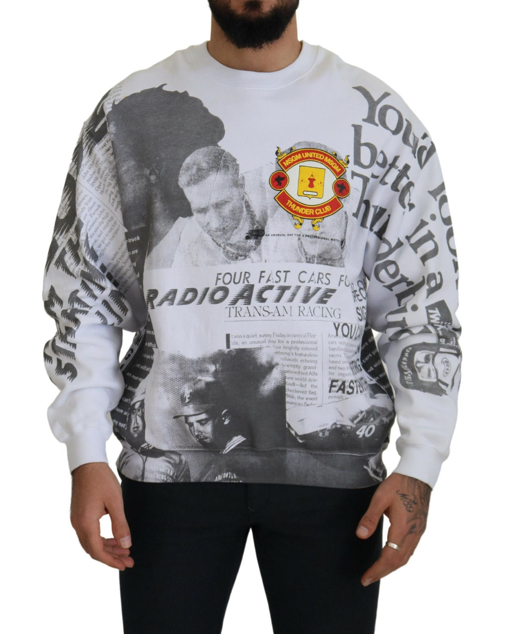 Weißer Pullover mit Rundhalsausschnitt aus Baumwolle