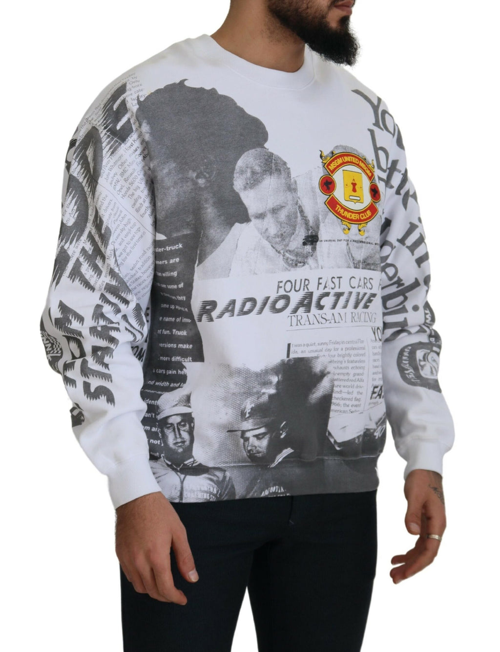 Weißer Pullover mit Rundhalsausschnitt aus Baumwolle