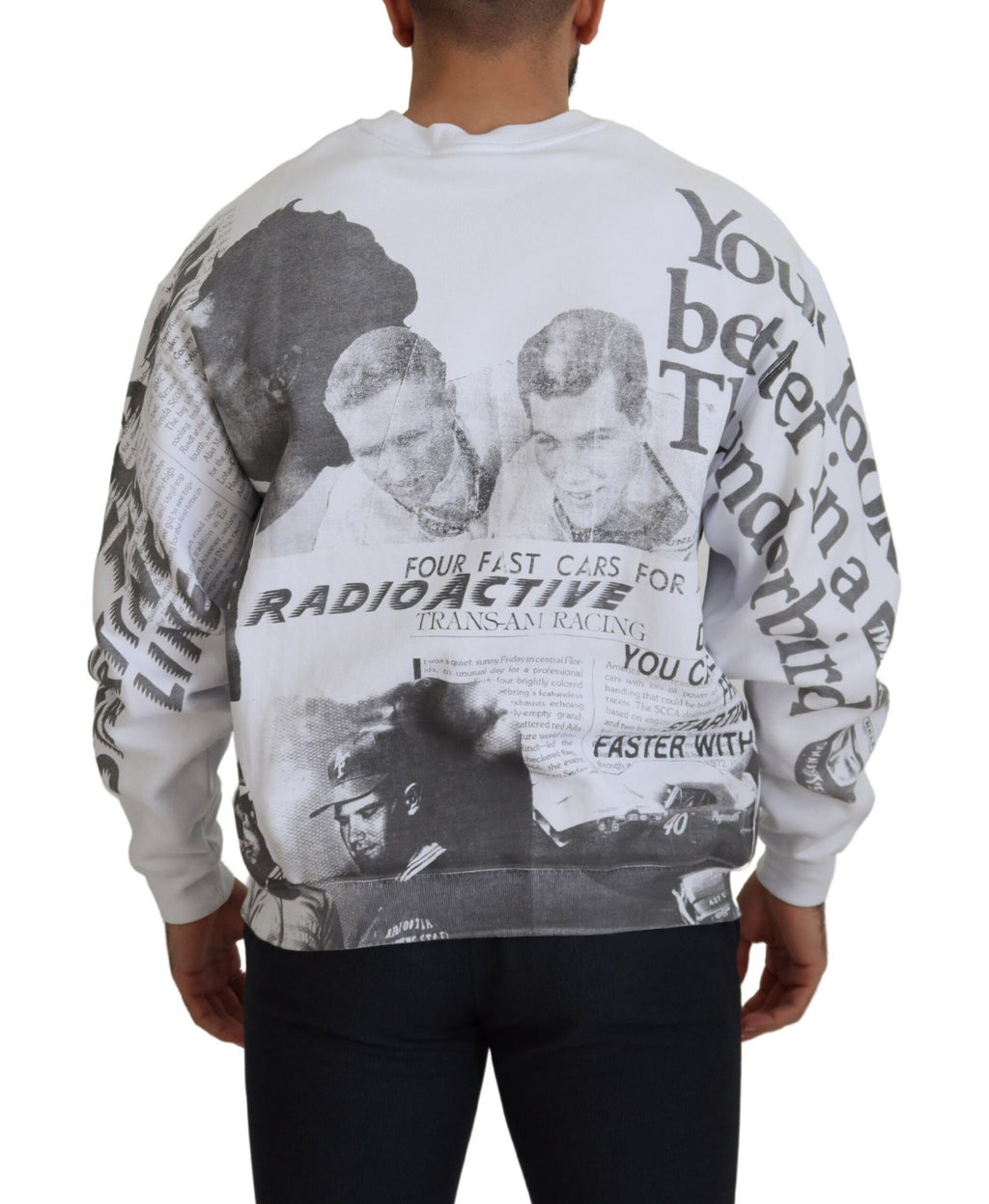 Weißer Pullover mit Rundhalsausschnitt aus Baumwolle