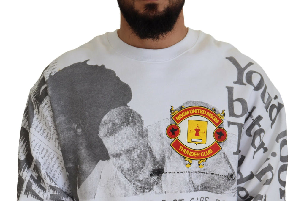 Weißer Pullover mit Rundhalsausschnitt aus Baumwolle