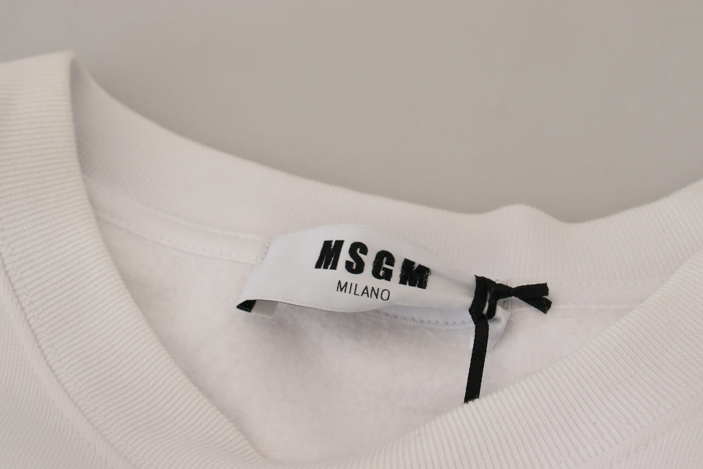 Weißer Pullover mit Rundhalsausschnitt aus Baumwolle