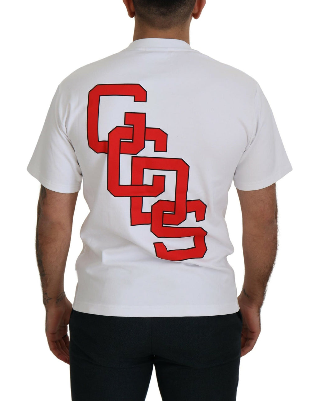 Weißes Baumwoll-T-Shirt mit kurzen Ärmeln und Logo-Print