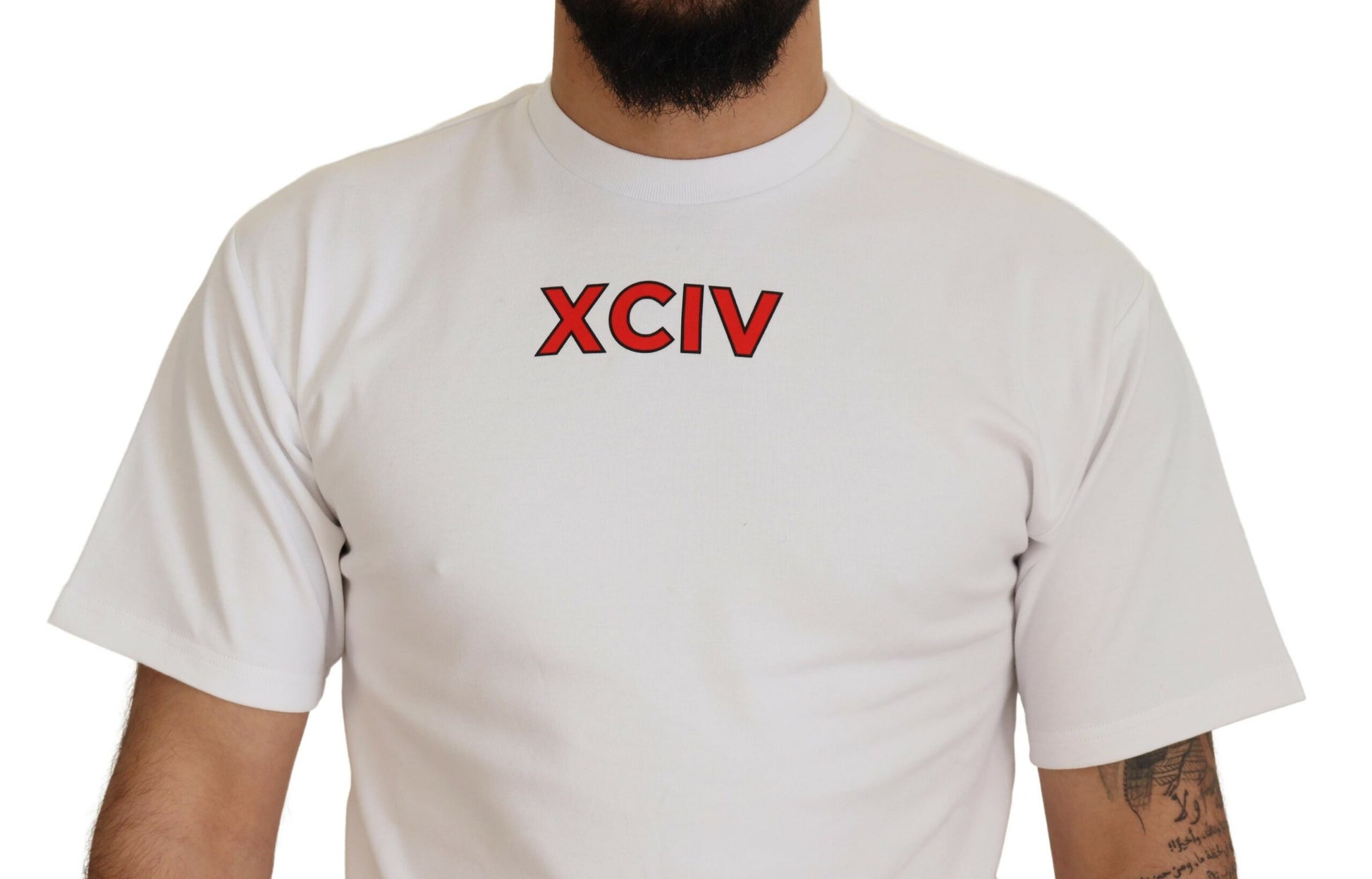 Weißes Baumwoll-T-Shirt mit kurzen Ärmeln und Logo-Print