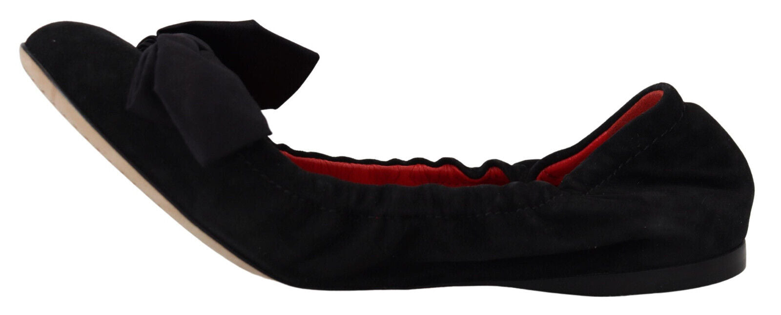 Flache Slip-On-Ballettschuhe aus schwarzem Wildleder