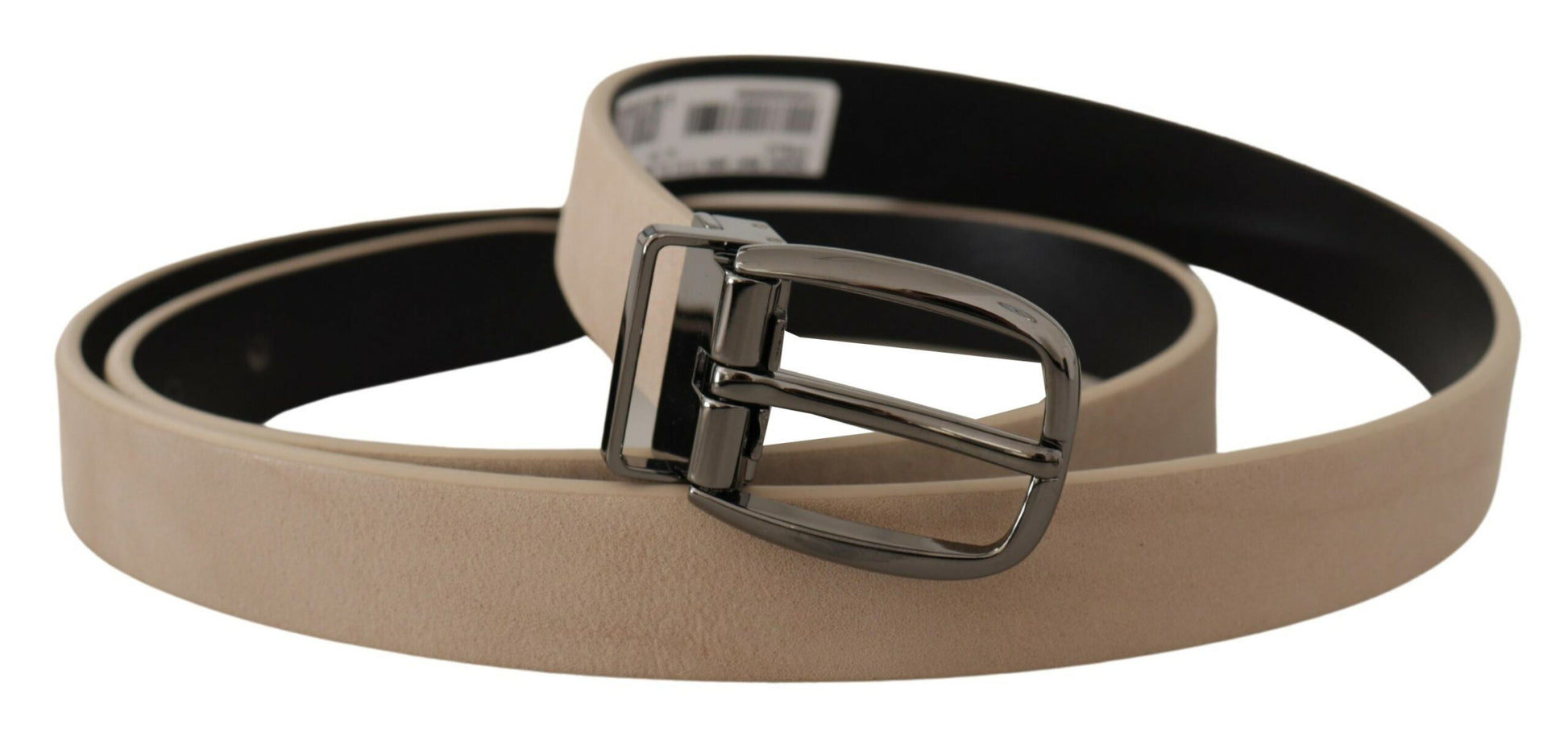 Beige Vitello Beigefarbener Gürtel mit Logo und Metallschnalle