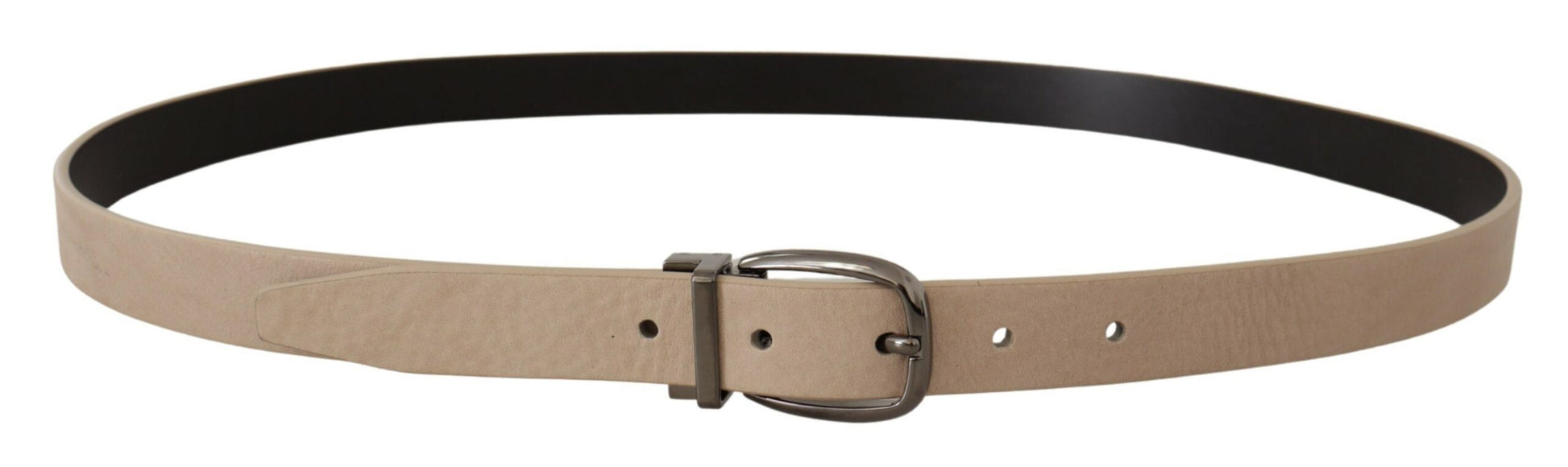 Beige Vitello Beigefarbener Gürtel mit Logo und Metallschnalle