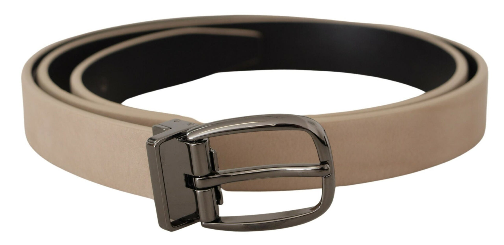 Beige Vitello Beigefarbener Gürtel mit Logo und Metallschnalle