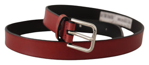Kastanienbrauner Vitello-Ledergürtel mit silbernem Metall