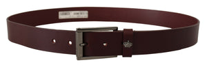 Dolce & Gabbana Brown Leather Silver Metal Crown Buckle Belt