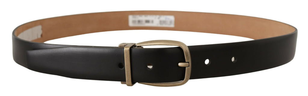 Schwarzbrauner Vintage-Gürtel aus Leder mit Metallschnalle