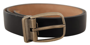 Schwarzbrauner Vintage-Gürtel aus Leder mit Metallschnalle