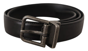 Schwarzer Gürtel aus Kalbsleder mit Logo und Metallschnalle