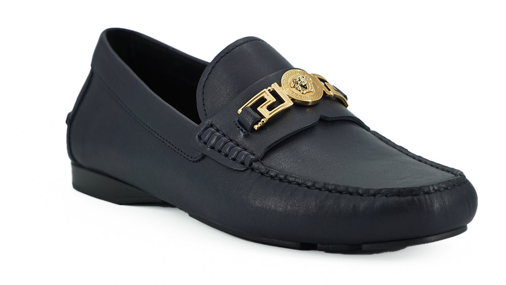Elegante Loafer aus marineblauem Kalbsleder