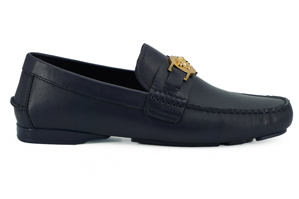 Elegante Loafer aus marineblauem Kalbsleder