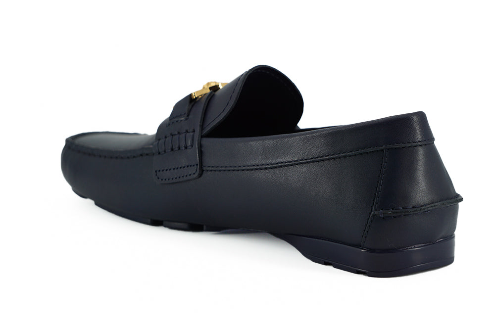 Elegante Loafer aus marineblauem Kalbsleder