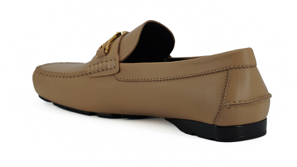 Exquisite Medusa-Loafer aus goldfarbenem Leder