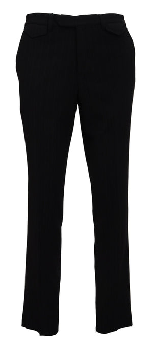 Schwarze formelle Hose aus Baumwolle mit gerader Passform für Herren