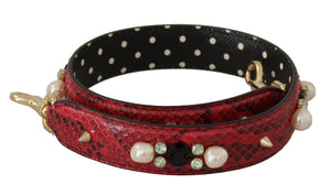 Roter Schultergurt für Taschen aus exotischem Leder mit Kristallen