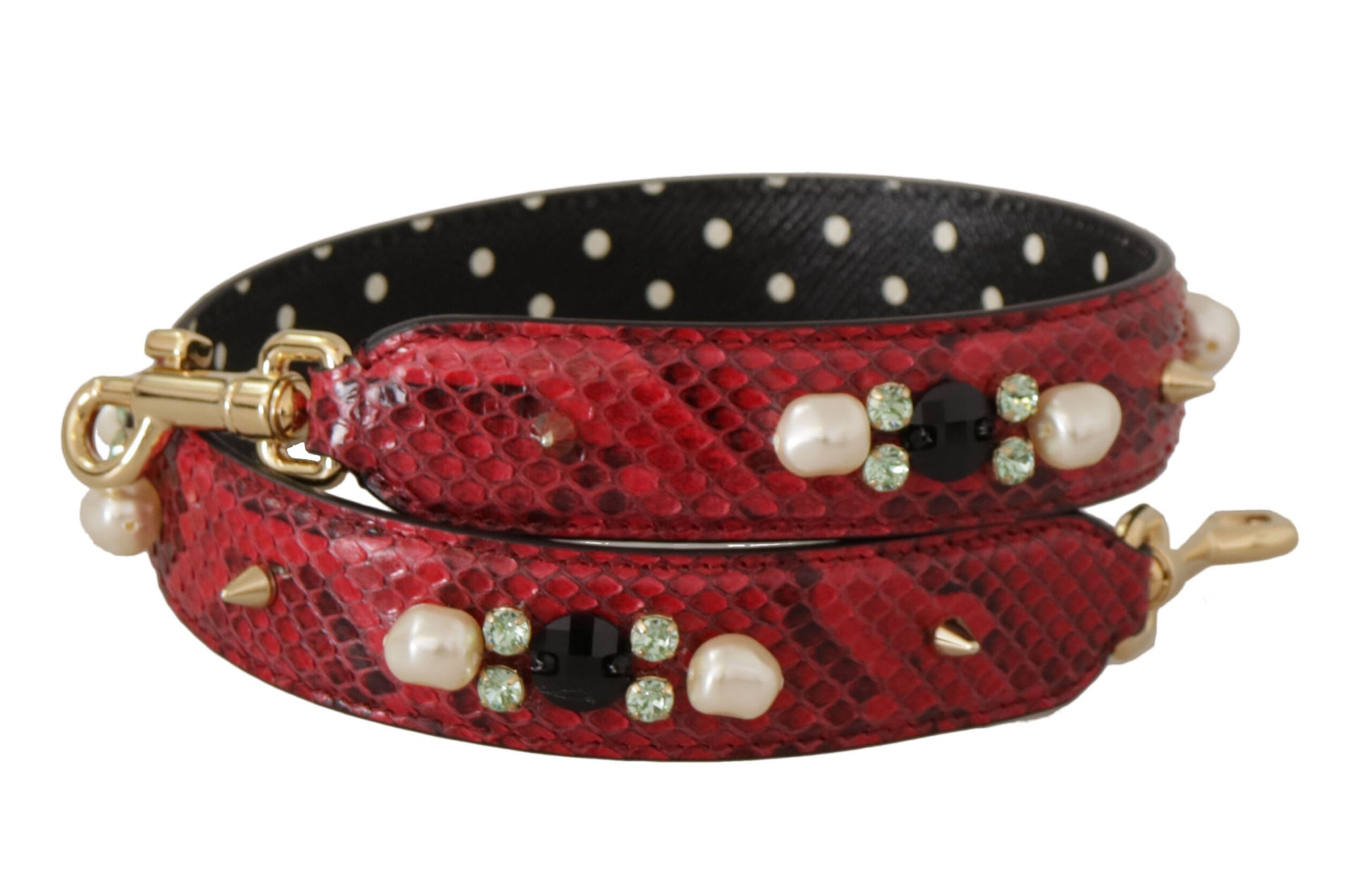 Roter Schultergurt für Taschen aus exotischem Leder mit Kristallen