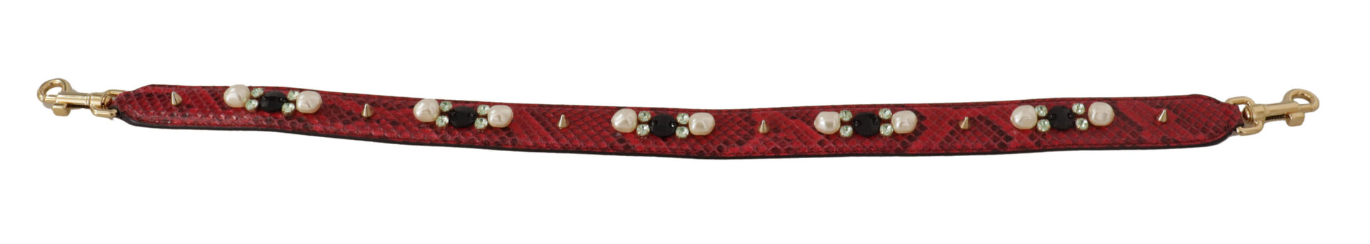 Roter Schultergurt für Taschen aus exotischem Leder mit Kristallen