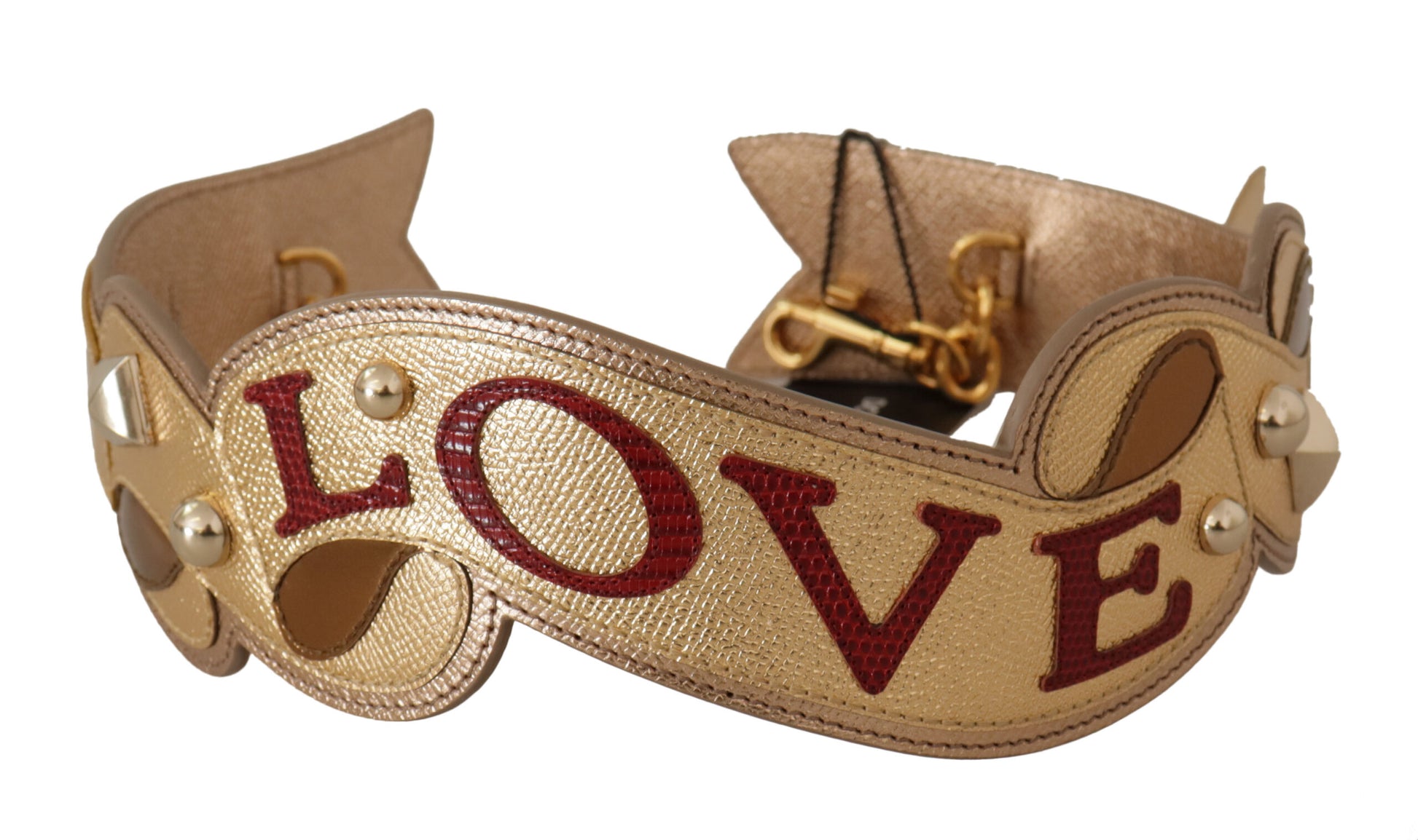 Schultergurt für LOVE-Patch-Tasche aus goldfarbenem Leder